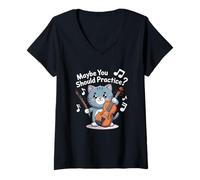 Womens Cute Cat Maybe You Should Practice V-Neck T-Shirt
