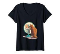 Womens Cute Cat Tiger Zoo Realistic Tiger Wild Animal Lover Women V-Neck T-Shirt