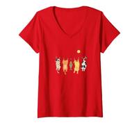Women's Cute Cats Hanging on a Clothes Line Funny Cat V-Neck T-Shirt
