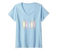 Women's Cute Cats Hanging on a Clothes Line Funny Cat V-Neck T-Shirt