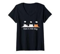 Women's Cute Cats - Have A Nice Day V-Neck T-Shirt