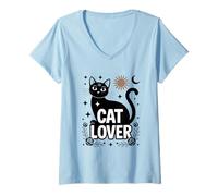 Women's Cute Cats Mystical Gothic Quotes Cat Lover Kitten Kittens V-Neck T-Shirt
