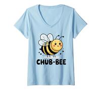 Women's Cute Chub-Bee Adorable Bumblebee Pun Design V-Neck T-Shirt