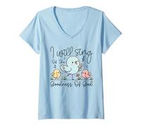 Womens Cute Church Choir Top I Will Sing of The Goodness of God V-Neck T-Shirt