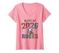 Womens Cute Class of 2026 Rocks Unicorn Rocks Fabulous Girl V-Neck T-Shirt