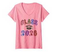 Womens Cute Class of 2026 Senior Fabulous Final Level Girl Memories V-Neck T-Shirt