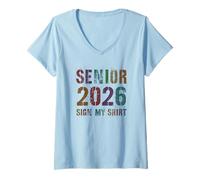 Womens Cute Class of 2026 Senior Sign My Shirt Yearbook Rule V-Neck T-Shirt