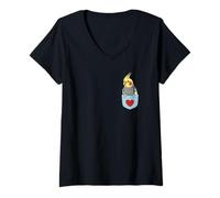 Womens Cute Cockatiel Parrot Bird in My Pocket V-Neck T-Shirt