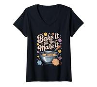 Women's Cute Cookie Baking Cooking Cook Chef Mom Dad V-Neck T-Shirt