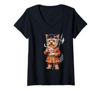 Women's Cute Corgi Dog Tower of London Guardian Great Britain England V-Neck T-Shirt
