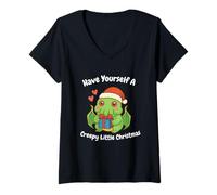 Womens Cute Creepy Christmas Cthulhu Kawaii Holiday Monster V-Neck T-Shirt