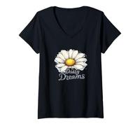 Womens Cute Daisy Dreams in Summer V-Neck T-Shirt