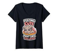 Womens Cute Demon Goat Curse Occult Witchcore Funny V-Neck T-Shirt