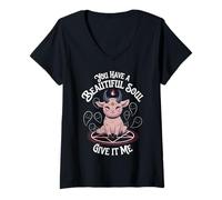 Womens Cute Demon Goat Occult Soul Ritual Funny V-Neck T-Shirt