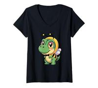 Women's Cute Dinosaur in A Bee Costume Kawaii Dino Buzz V-Neck T-Shirt