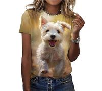 Women's Cute Dog 3D Printed T Shirts Funny Animal Graphic Summer Tops Short Sleeve Basic Casual T-Shirts