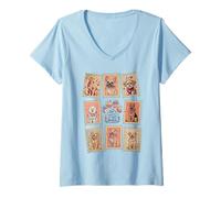 Women's Cute Dog Breeds Postage Stamps Love Wagging Tail V-Neck T-Shirt