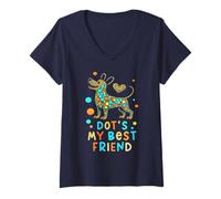 Womens Cute Dog DOT'S My Best Friend Dogs Teach Student Dad Adopt V-Neck T-Shirt