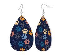 Womens Cute dog paw Print Leather Earrings Teardrop Dangle Earrings Jewelry Outfits Accessories