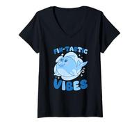 Women's Cute Dolphin Pun Ocean Summer Vibes V-Neck T-Shirt