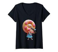 Womens Cute Doughnut Girl Funny Unisex Design for Men Women Tee V-Neck T-Shirt