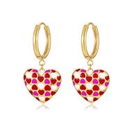 Women's cute drop glue multicolored heart-shaped earrings, beautiful personality, fashionable women's jewelry gifts