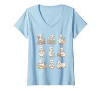 Women's Cute Duck Knitting Yarn Crafting Hobbyist V-Neck T-Shirt