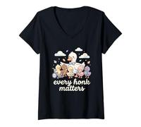 Women's Cute Duckling Every Honk Matters Disability Awareness V-Neck T-Shirt