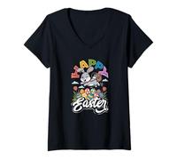 Women's Cute Easter Sunday Easter Bunny Happy Easter V-Neck T-Shirt