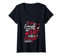Womens Cute Enough To Stop Your Heart Skilled Enough To Restart It V-Neck T-Shirt
