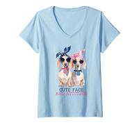 Women's Cute Face Bad Bitch Attitude Dachshund Humor V-Neck T-Shirt