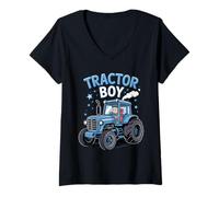Womens Cute Farm Tractor Kids Farming Farmer Men Boys Tractors V-Neck T-Shirt