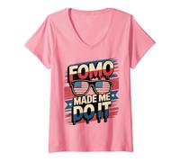 Women's Cute FOMO Made ME DO IT I'm Here Because Bitcoin Lady V-Neck T-Shirt