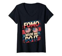 Women's Cute FOMO Made ME DO IT I'm Here Because Bitcoin President V-Neck T-Shirt