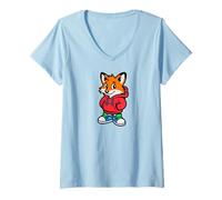 Women's Cute Forest Red Fox Kawaii Fuchs Zorro Rotrock V-Neck T-Shirt