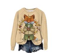 Women's Cute Fox Animal 3D Printed Pullover Sweatshirt Funny Graphic Print T-Shirt Long Sleeve Sweater Casual Crewneck Tops