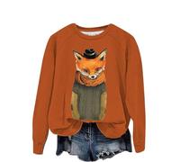 Women's Cute Fox Animal 3D Printed Pullover Sweatshirt Funny Graphic Print T-Shirt Long Sleeve Sweater Casual Crewneck Tops