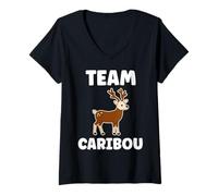 Womens Cute Funny caribous Animals Little Simple Team Caribou V-Neck T-Shirt