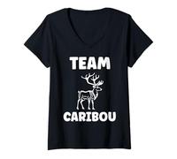 Womens Cute Funny caribous Animals Little Simple Team Caribou V-Neck T-Shirt