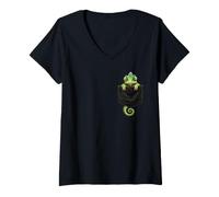Women's Cute Gecko in Pocket Funny Reptile Lizard Pet Owner Lover V-Neck T-Shirt