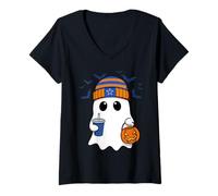 Womens Cute Ghost Halloween Spirit Trick or Treating Spooky Fun V-Neck T-Shirt