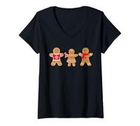 Womens Cute Gingerbread Man Christmas Funny Gingerbread Kids V-Neck T-Shirt
