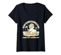 Women's Cute Goose Summer Beach Sandcastle Suns Out Honks Out V-Neck T-Shirt