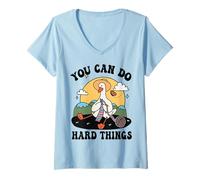 Women's Cute Goose, You Can Do Hard Things, Duck Positive Quote Tee V-Neck T-Shirt