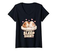 Women's Cute Guinea Pig Official Sleep Shirt Lovers V-Neck T-Shirt