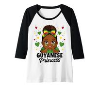 Womens Cute Guyanese Princess Girl Roots Guyana Flag Heritage Raglan Baseball Tee