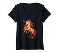 Womens Cute Halloween Unicorn Candy Corn Kids Girls Women V-Neck T-Shirt
