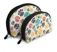 Womens Cute Hand Drawn Paw Travel Cosmetic Bags Waterproof 2PC Makeup Clutch Pouch Cosmetic and Toiletries Organizer Bag Portable Travel Toiletry Pouch Girls