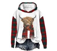 Women's Cute Highland Cow 3D Printed Hoodies Long Sleeve Funny Graphic Print Pullover Sweater Sweatshirts Tops