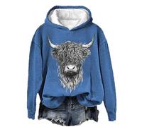 Women's Cute Highland Cow 3D Printed Hoodies Long Sleeve Funny Graphic Print Pullover Sweater Sweatshirts Tops (XL,# 6)